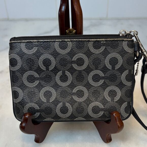 Coach Waverly Opt Art Dotted Saffiano Leather Pouch Clutch Wristlet - Picture 5 of 15